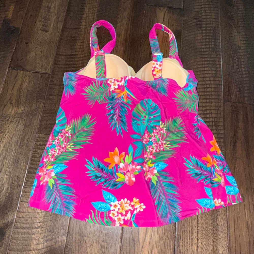 Kim Gravel x Swimsuits For All Pink Tropical Floral Tankini Set & Shorts Size 12 - Picture 4 of 6